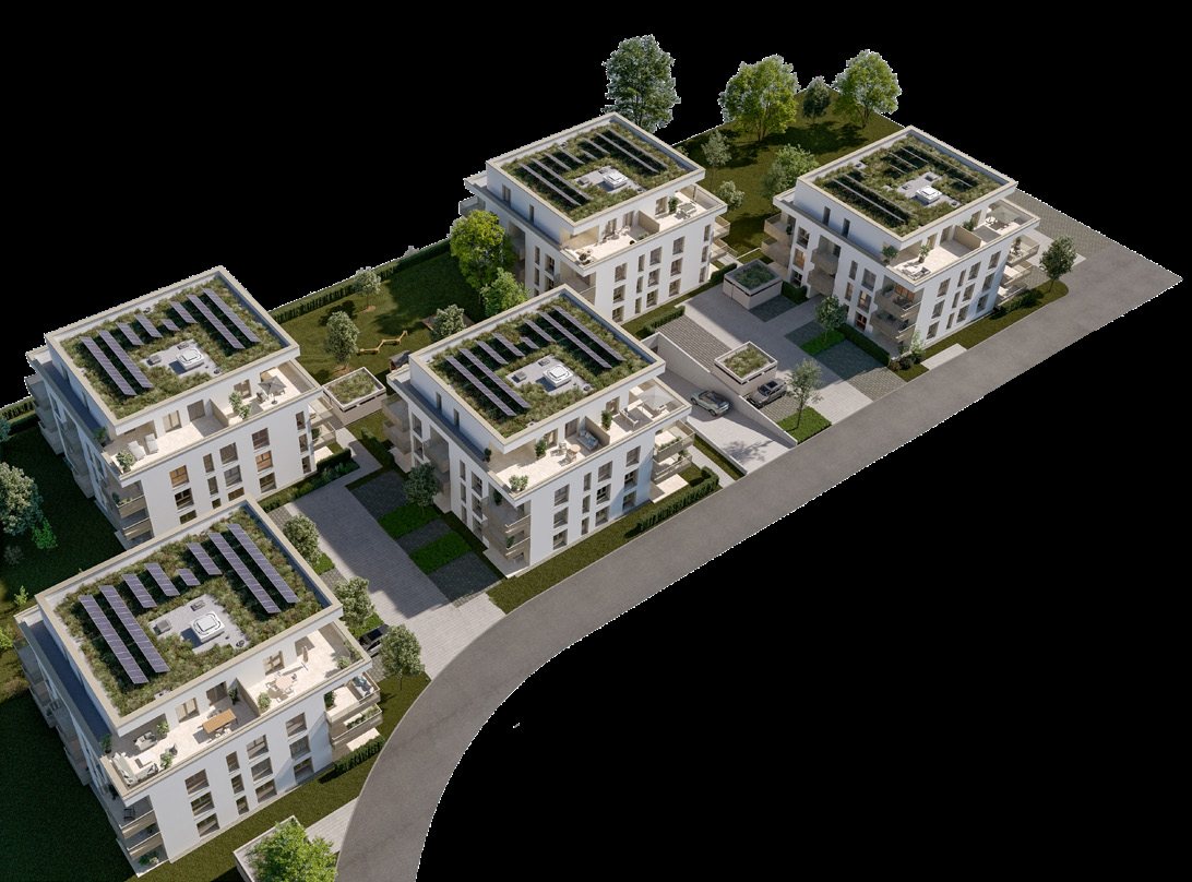 Visualisierung der Gebäudestruktur des Strandbad Quartiers in Frankenthal