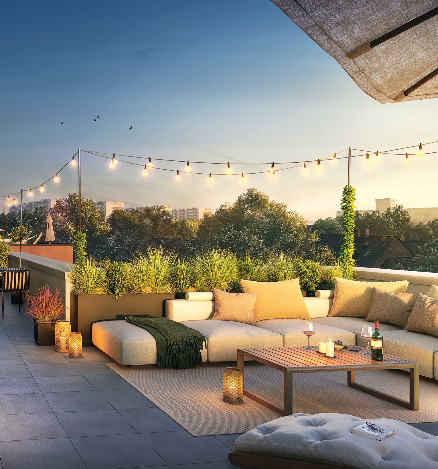 Visualisierung einer Dachterrasse im Projekt Nordlicht, Norderstedt
